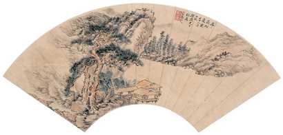 张大壮 山水 扇面